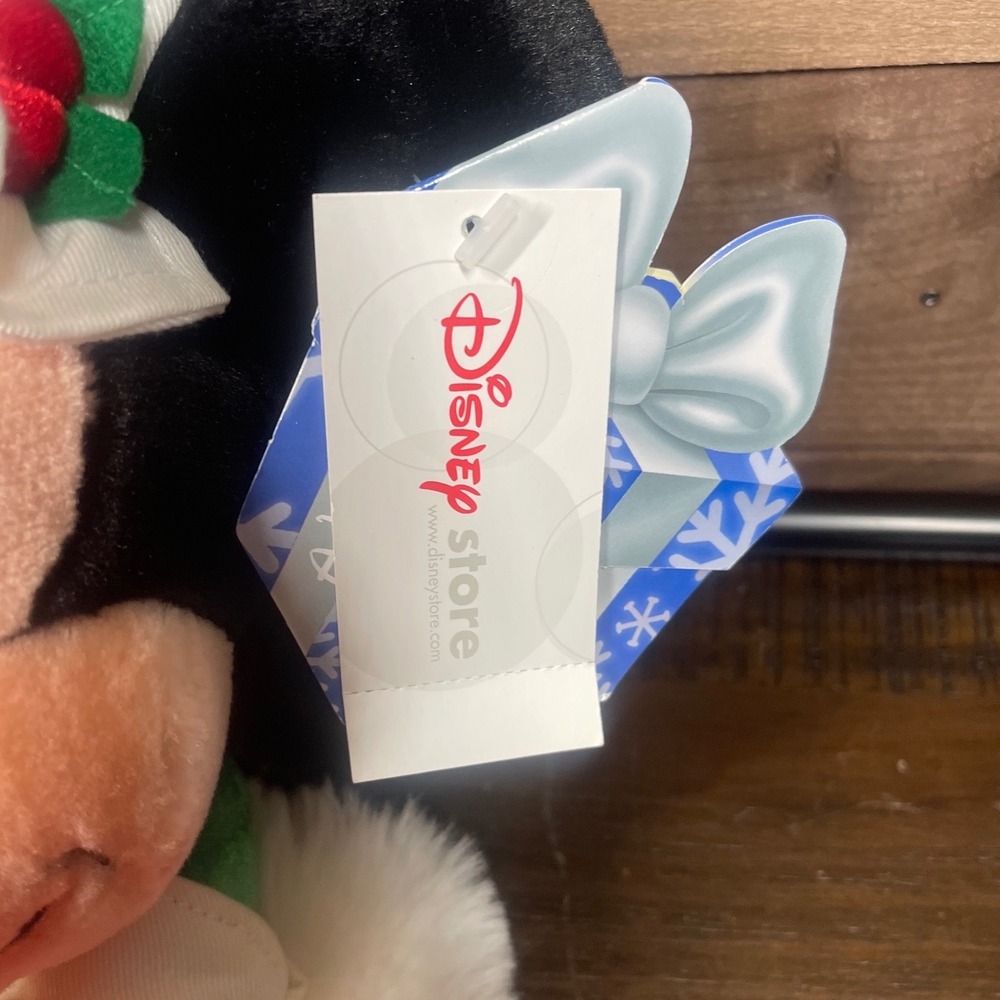 Disney Store Minnie Mouse Christmas Holiday Plush Stocking Red Green Fur Trim - Picture 2 of 5